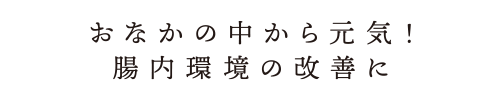 おなかの中から元気!腸内環境の改善に